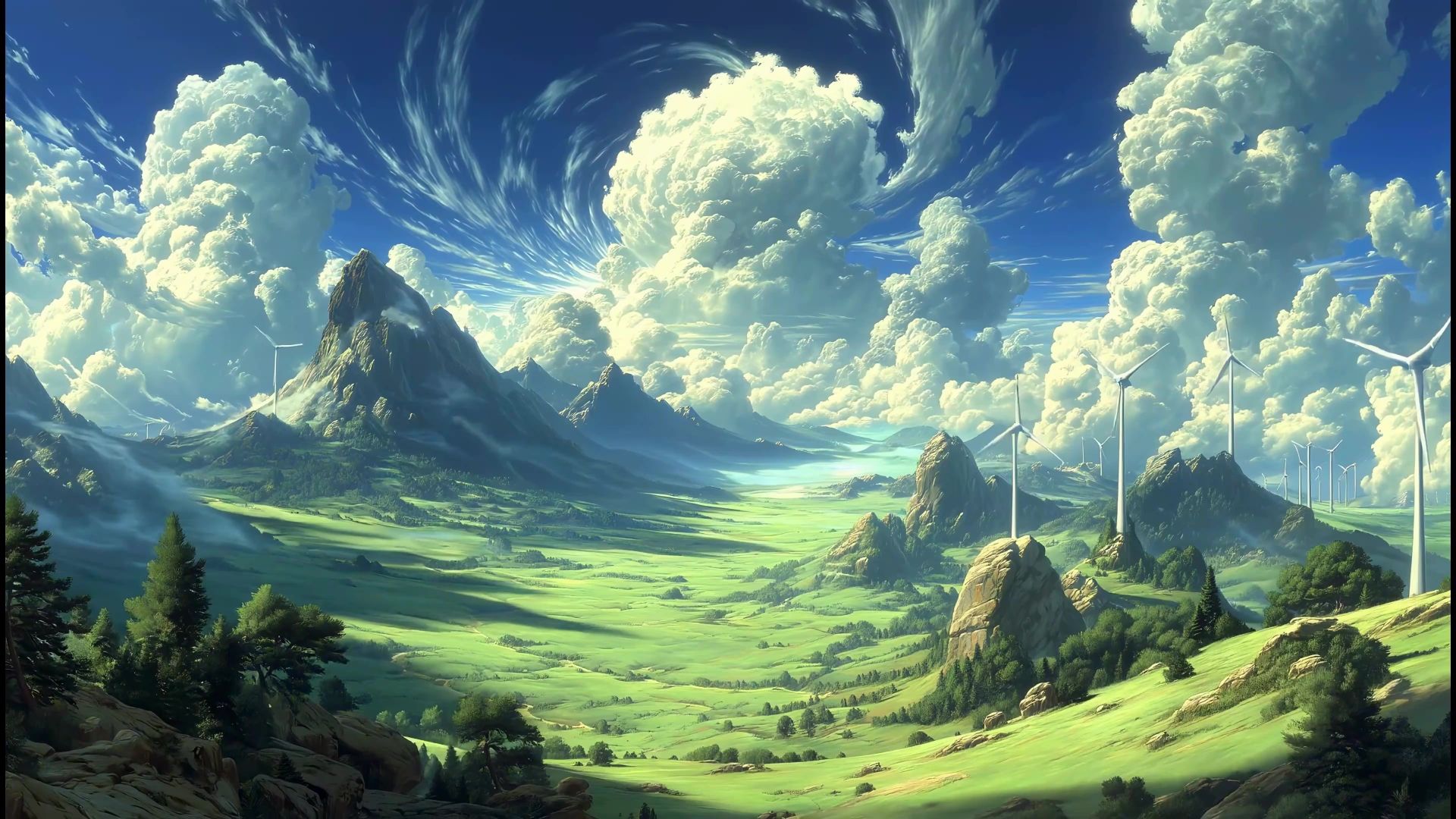 1920x1080 Fantasy Valley Under Swirling Skies Live Wallpaper