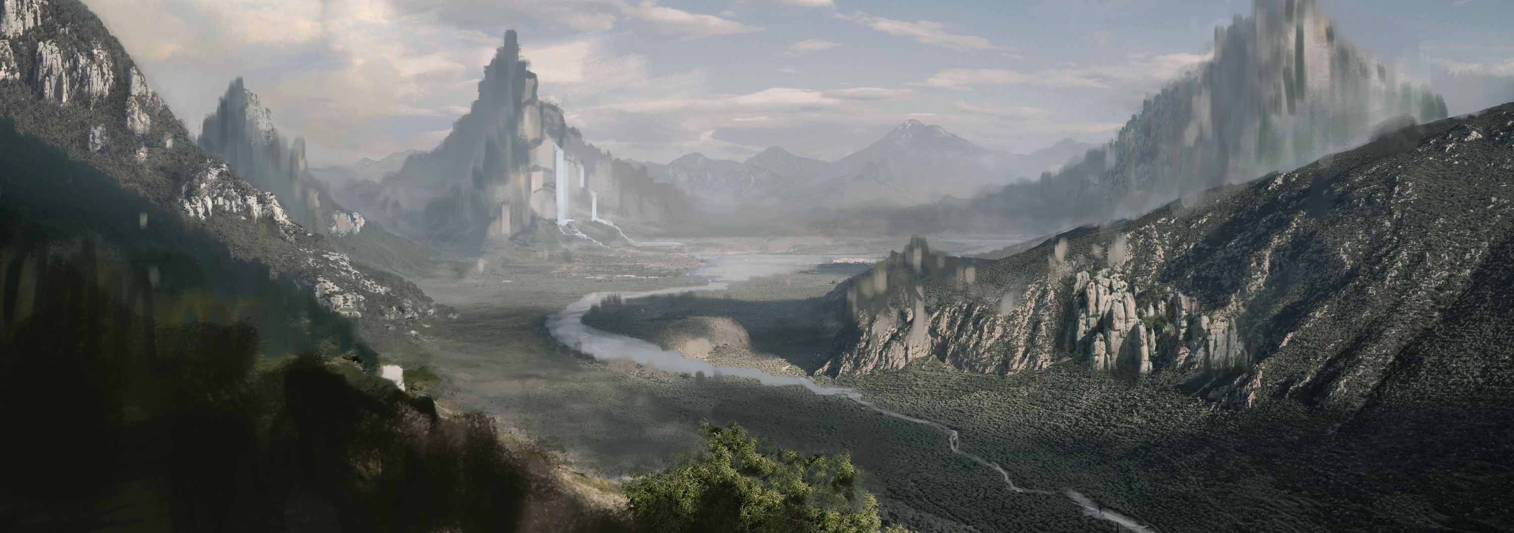 3000x1056 Desktop wallpaper: Fantasy, Landscape 4K free download for PC. 536901