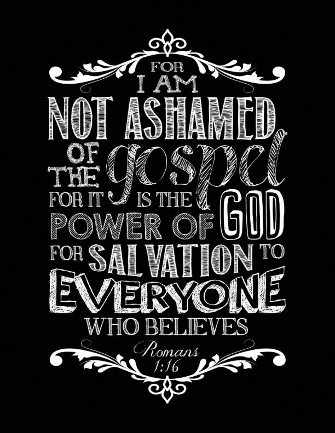 1080x1398 Scripture Chalkboard Art Print Romans 1:16