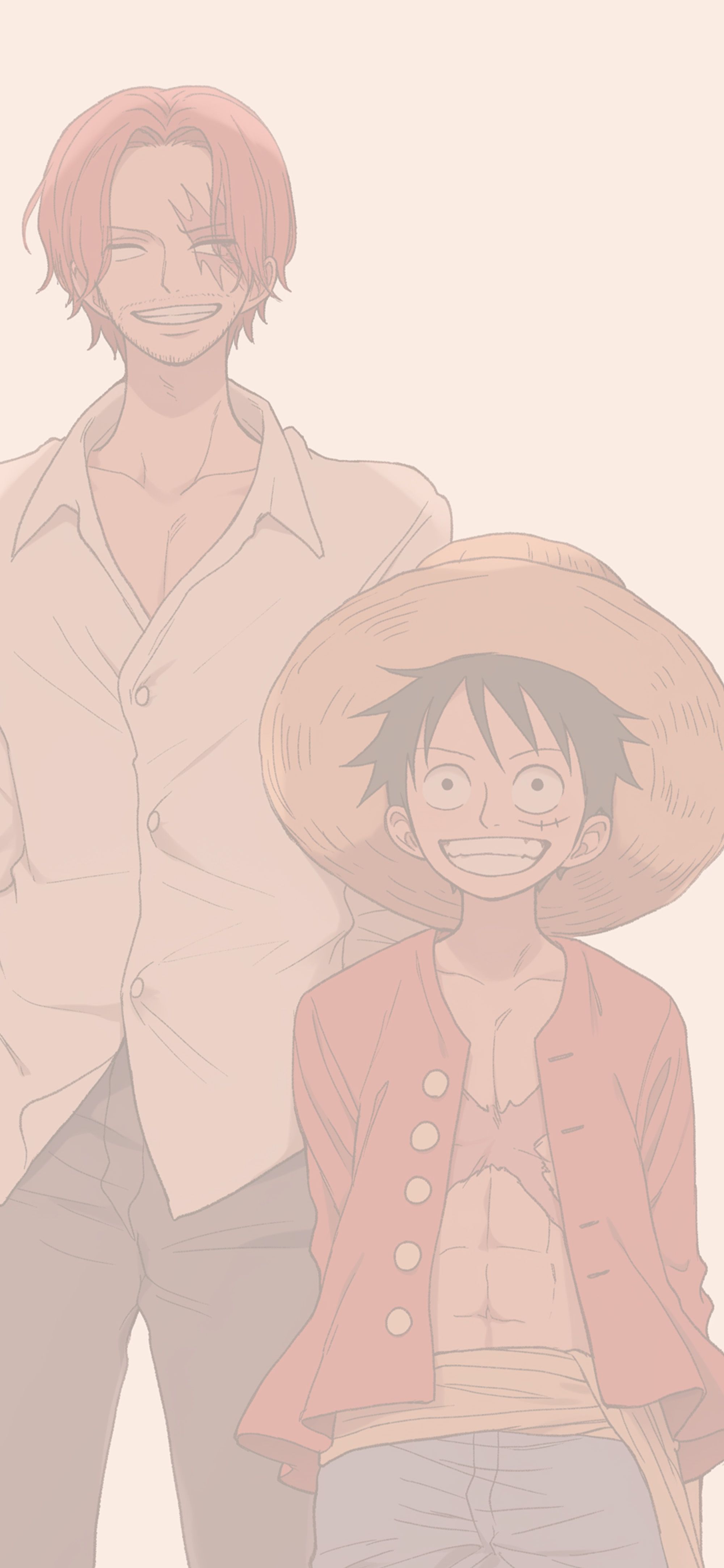 2000x4329 Monkey D Luffy & Shanks Art Style Wallpaper