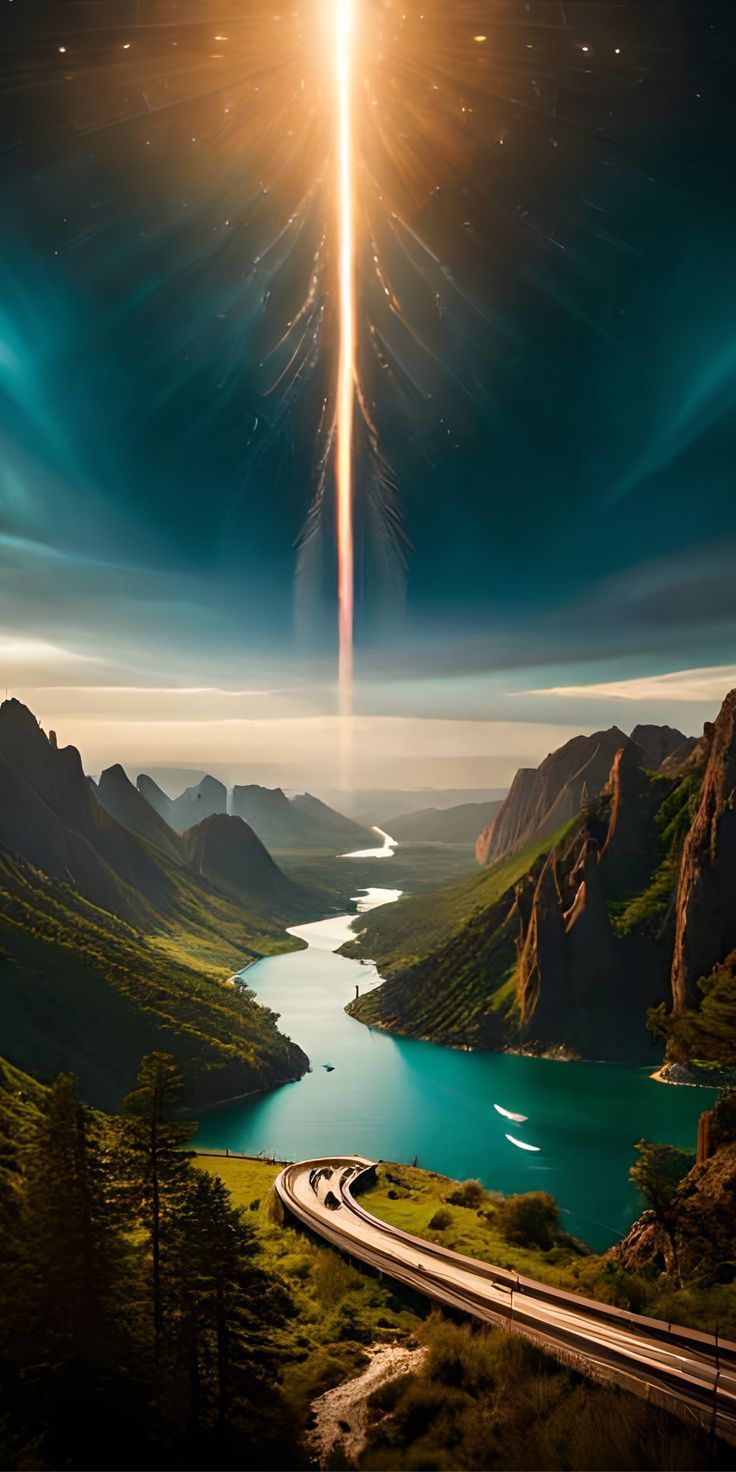 736x1472 Guiding Light: Path to the River Wallpaper