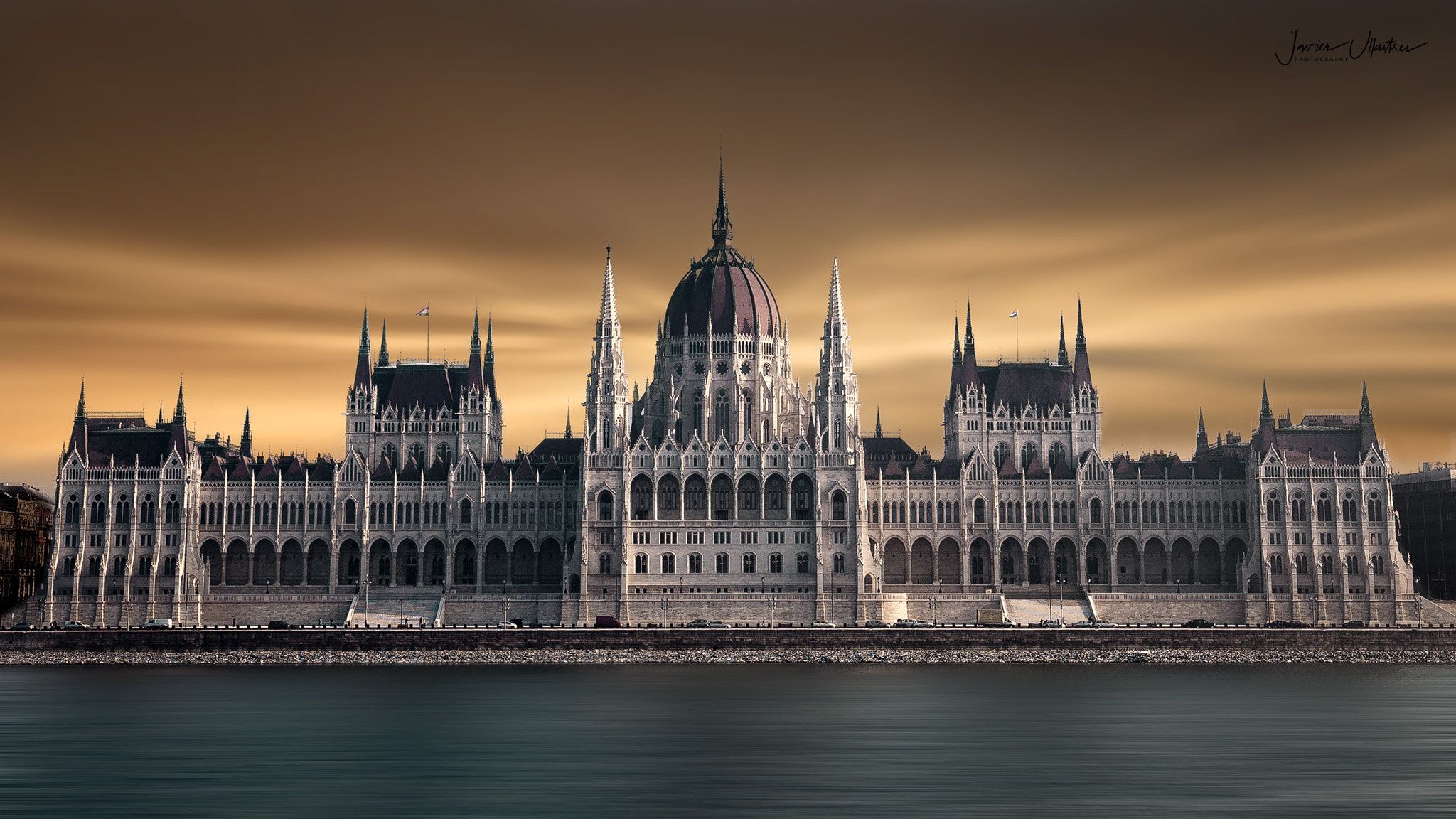 2048x1152 Javier Ullastres, Building, Budapest, Sky, Hungarian Parliament Building, Hungary Wallpaper HD / Desktop and Mobile Background