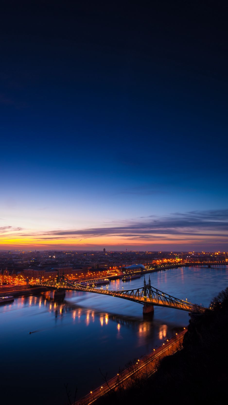 938x1668 Download Wallpaper 938x1668 Budapest, Hungary, Night City, Bridge Iphone 8 7 6s 6 For Parallax HD Background