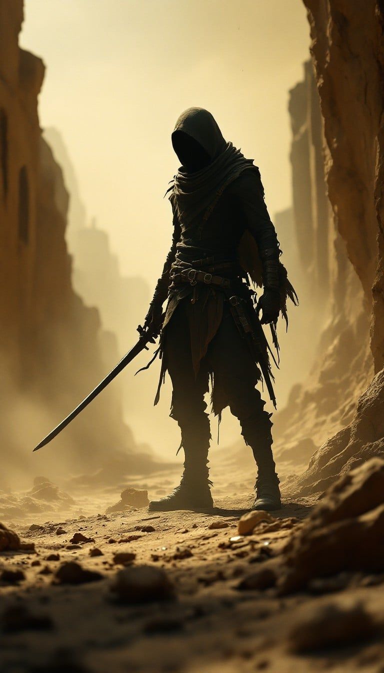 768x1344 Free Desert Warrior Silhouette Image, Silhouette, Desert