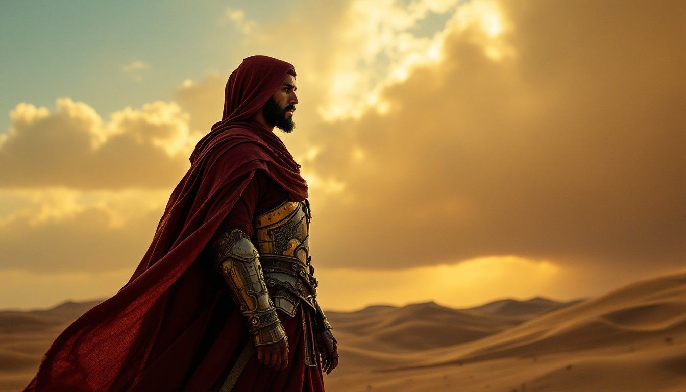 1344x768 Free Desert warrior walks Image, Warrior, Sand