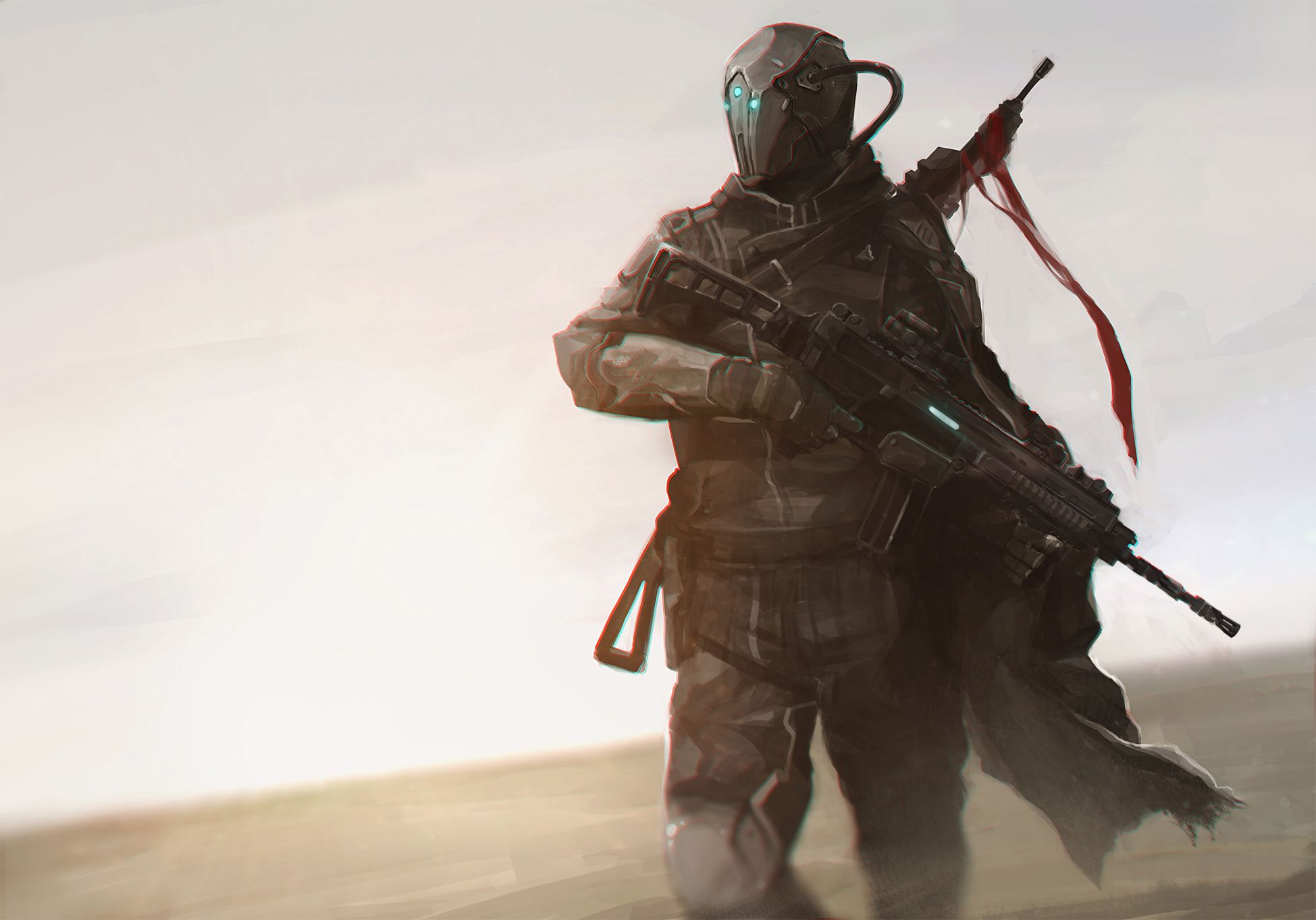 1949x1363 Warrior With Rifle Desert Wallpaper, HD Artist Wallpaper, 4k Wallpaper, Image, Background, Photos and Picture