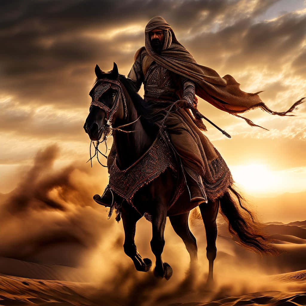 1024x1024 Download Desert Warrioron Horseback Wallpaper