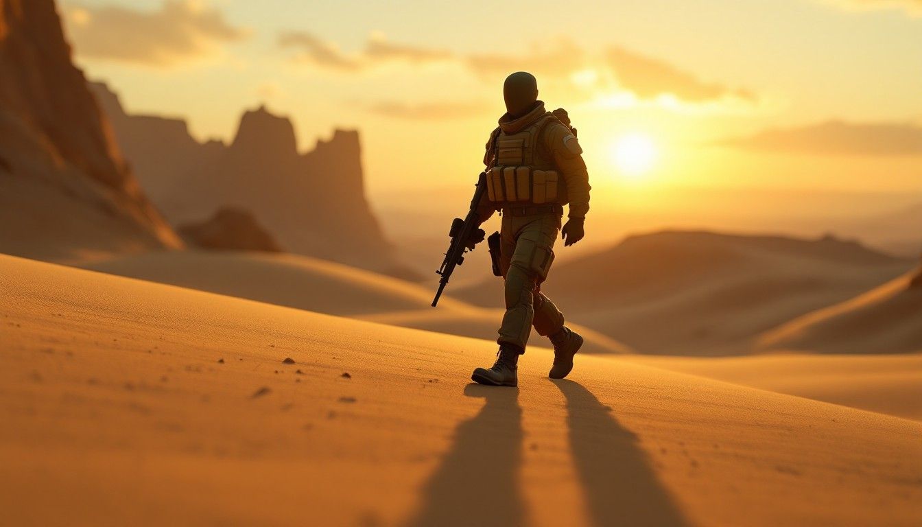 1344x768 Free Desert Warrior Dawn Image, Desert, Sunrise