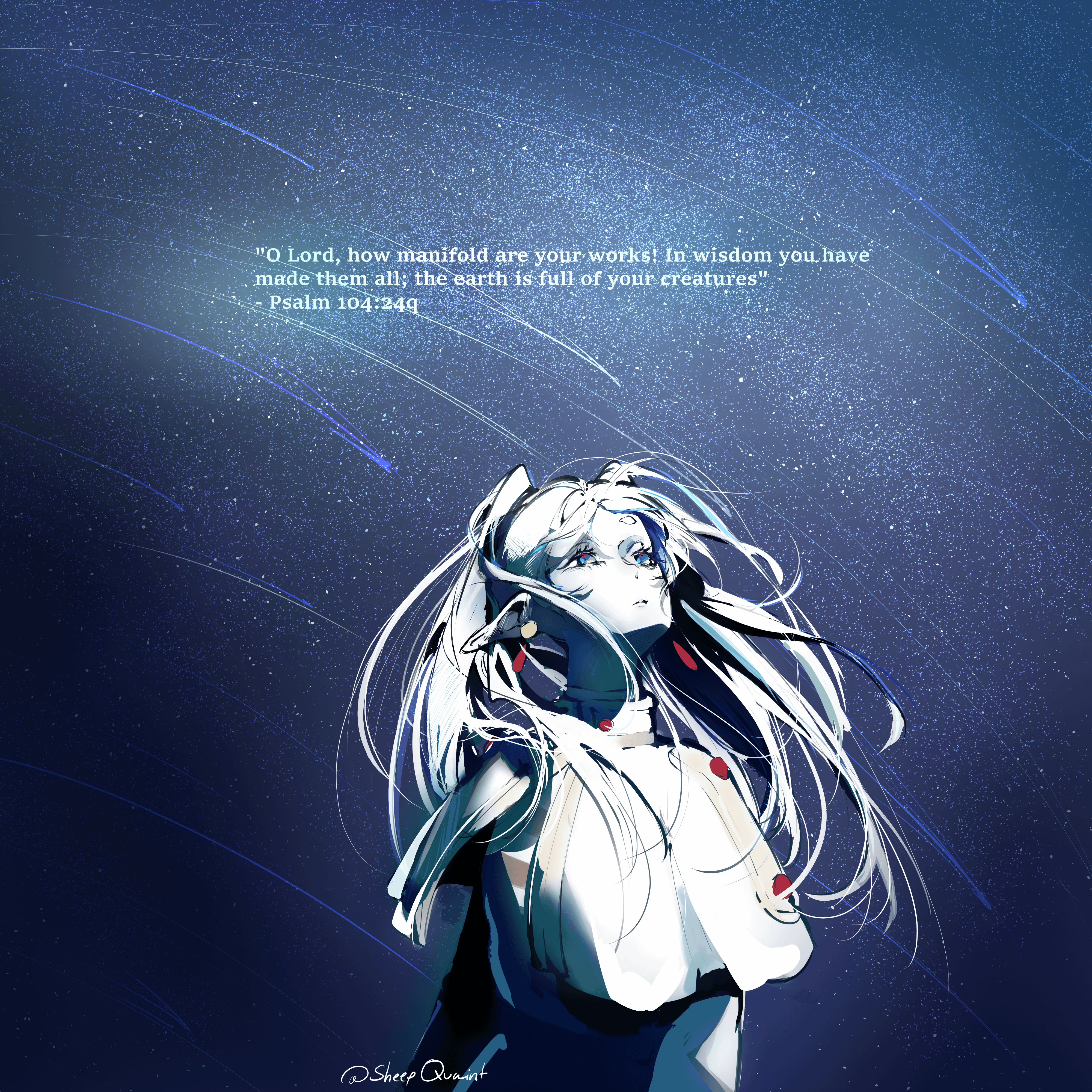 4000x4000 I drew Frieren looking at starts with bible verse