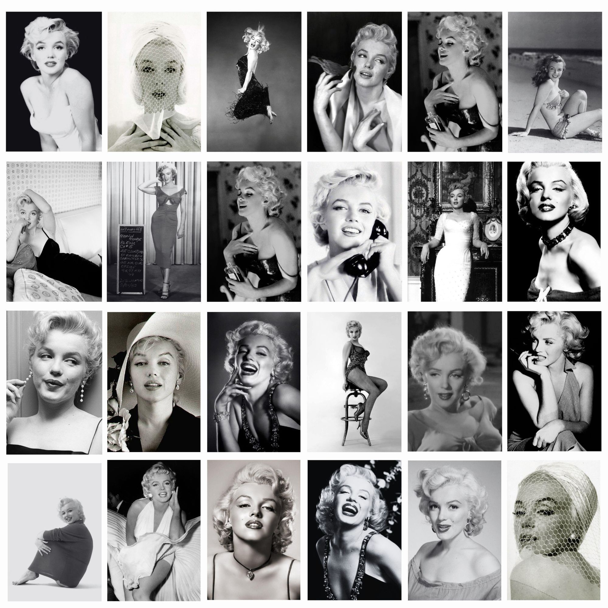 2000x2000 Marilyn Monroe Wall Collage Kit 53 PCS, Black & White Photo Colage, Marilyn Monroe Aesthetic Wall Collage Kit, Marilyn Quotes, Digital 4x6
