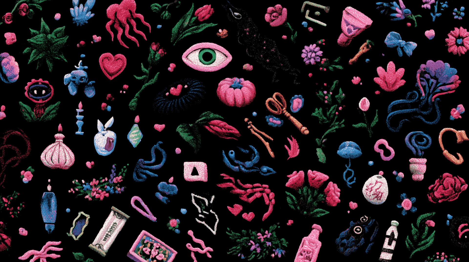 1920x1076 Whimsy Y2K Dark Aesthetic Pattern HD Wallpaper