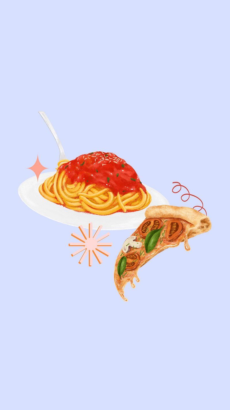 800x1422 Pizza & spaghetti phone wallpaper. Premium Photo Illustration