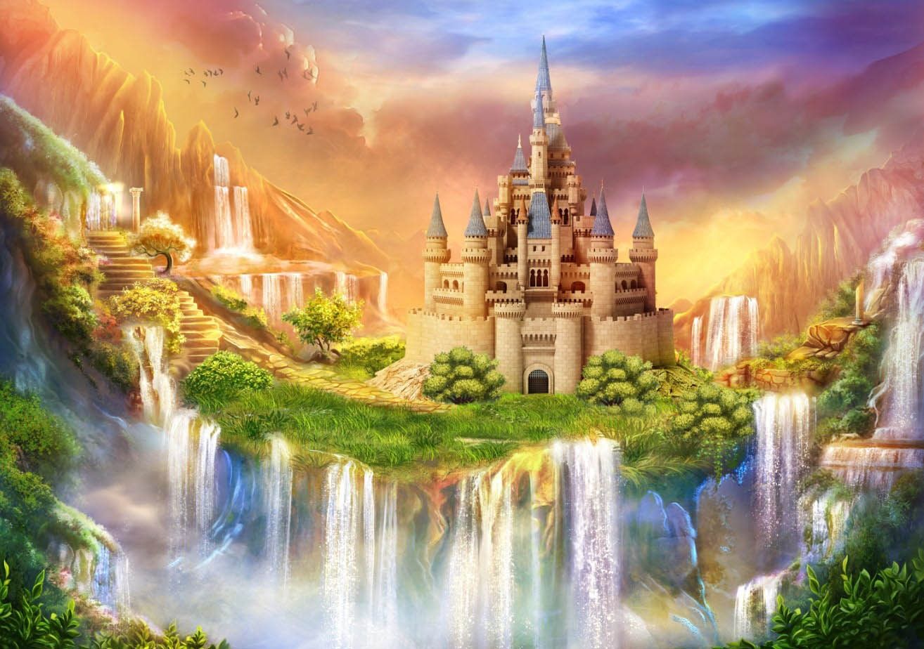 1314x924 Fairytale Castle Kids Mural: Non Toxic Vinyl Wallpaper
