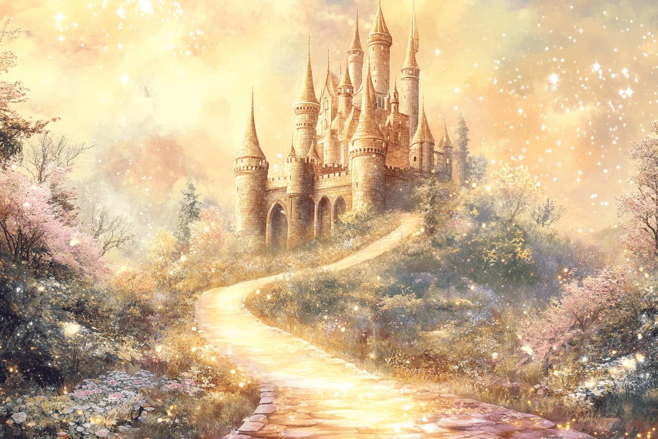 1344x896 Castle Mural Wallpaper. Enchanted Fairytale Design