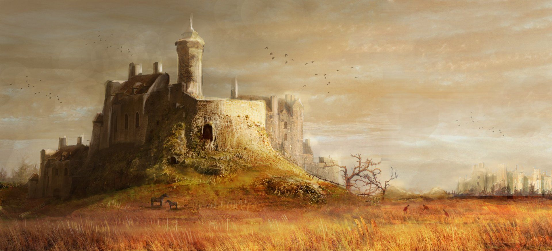 1920x874 Enchanting Fantasy Castle HD Wallpaperx1323
