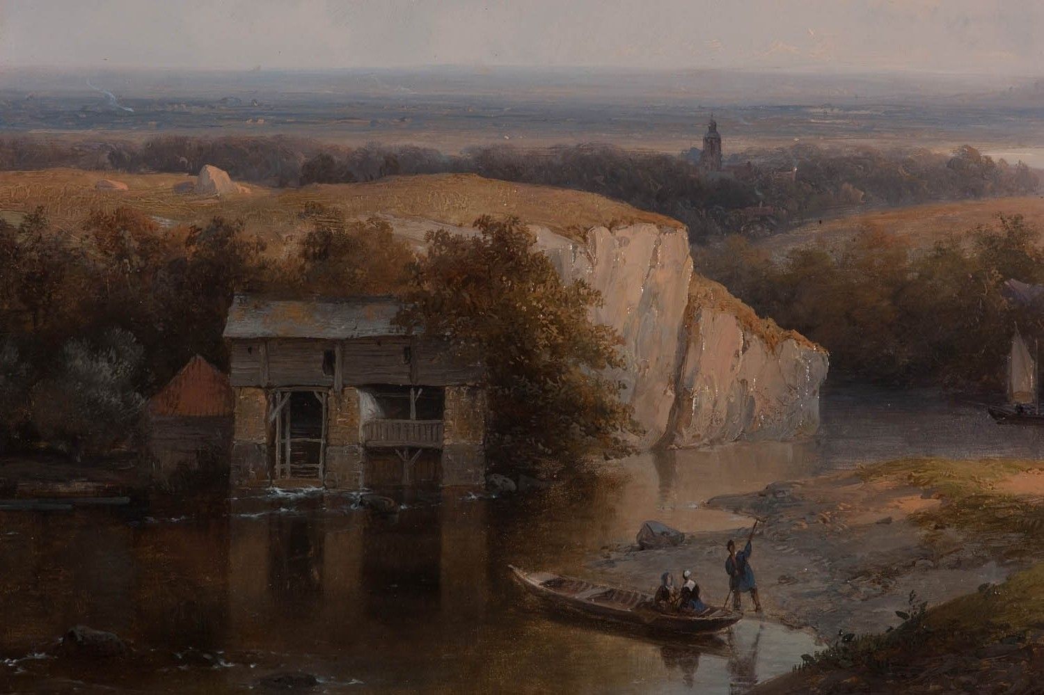 1500x999 painting, Boat, Field, River, House, Oil Painting, Classic Art Wallpaper HD / Desktop and Mobile Background