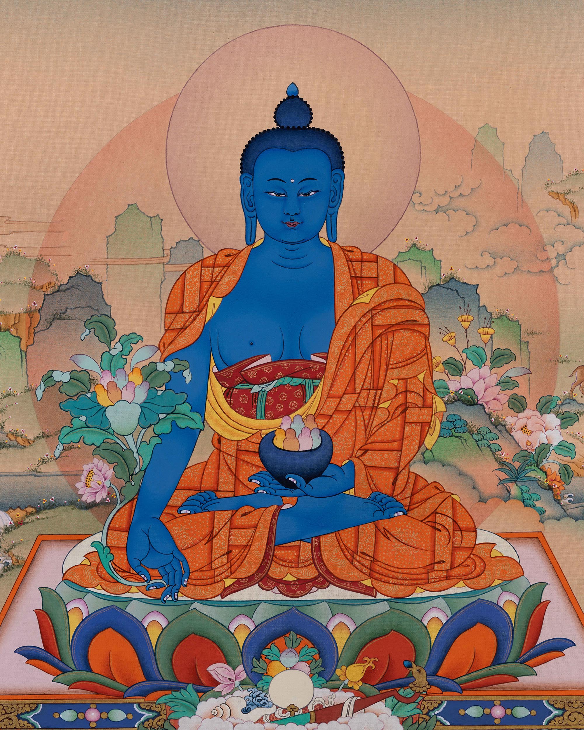 2000x2500 Medicine Buddha Thangka. Giclee Canvas Print