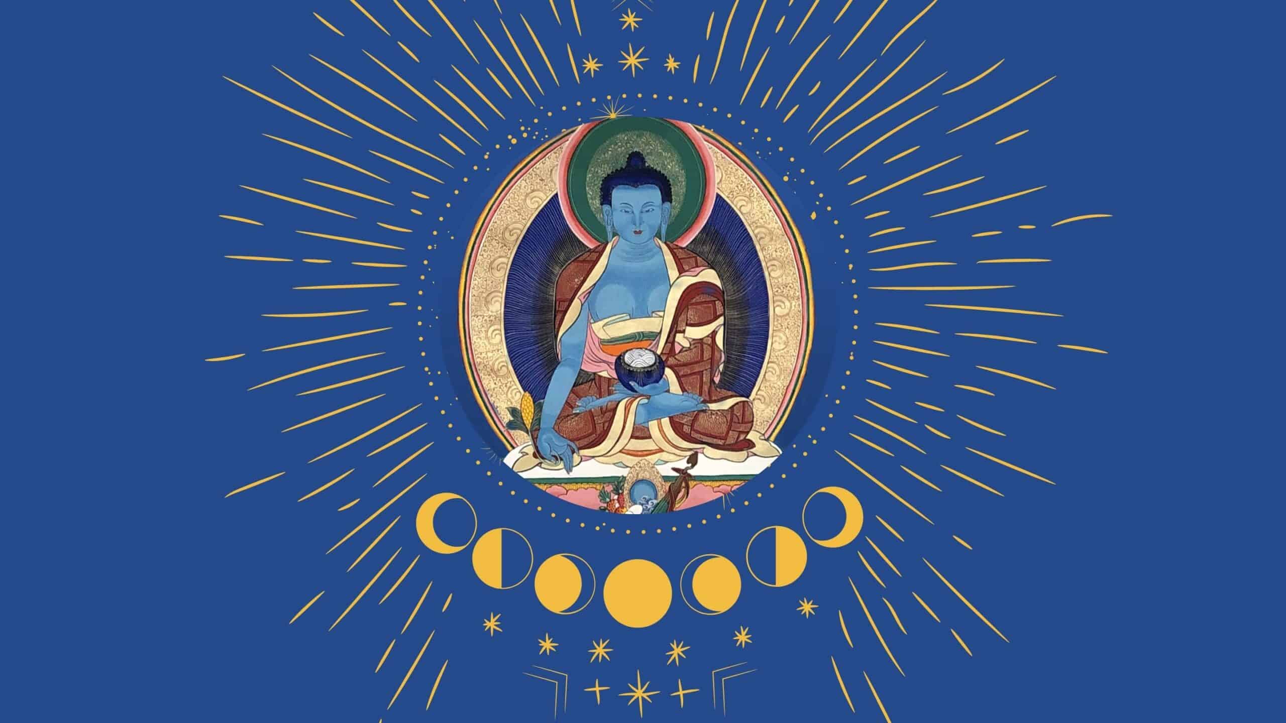 2560x1440 Online: Moon Cycle Mantra Medicine Buddha (Waxing Moon)