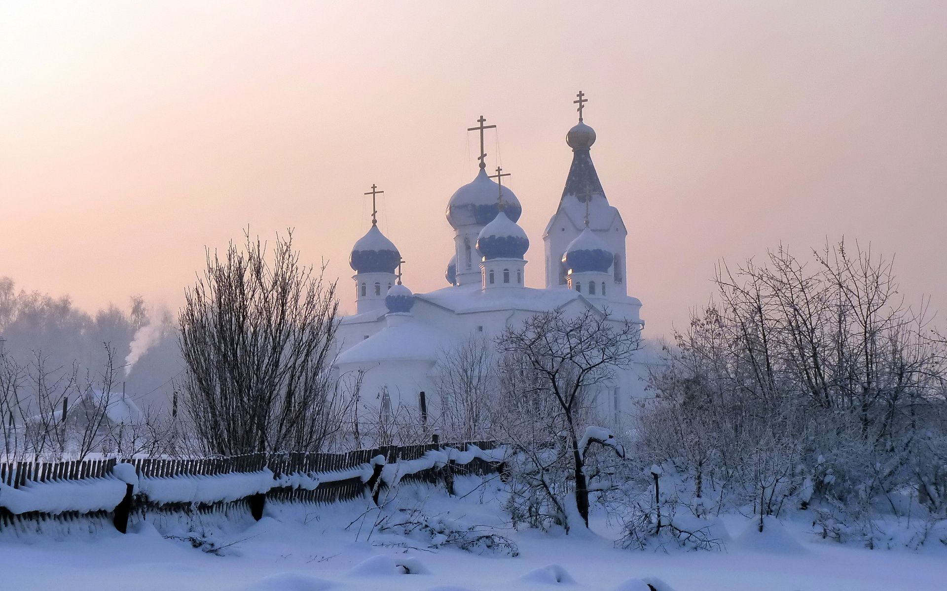 1920x1200 Snowbound Orthodox Church