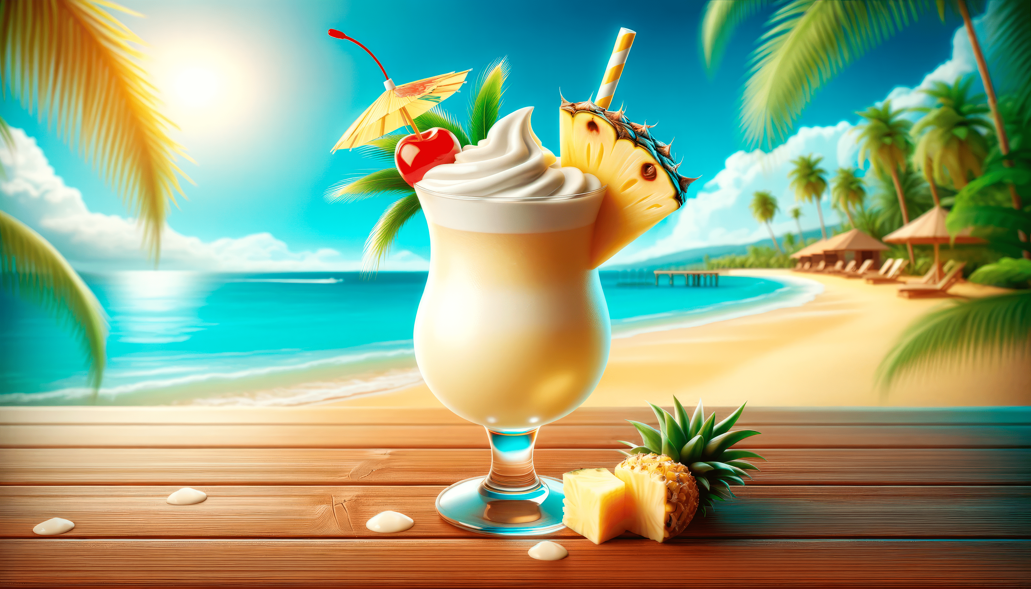 3584x2048 Tropical Pina Colada Paradise HD Wallpaper