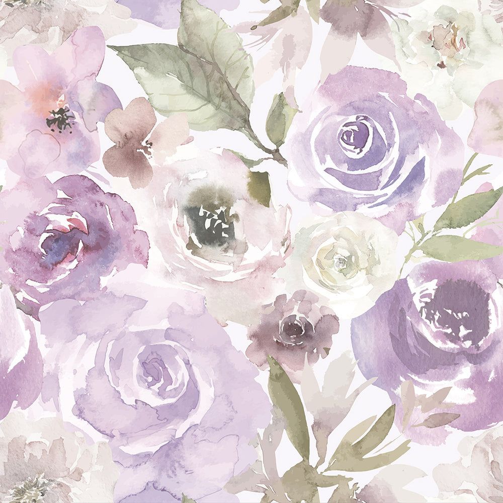 1000x1000 Bouquet De Fleurs Wallpaper in Watercolour Lavender