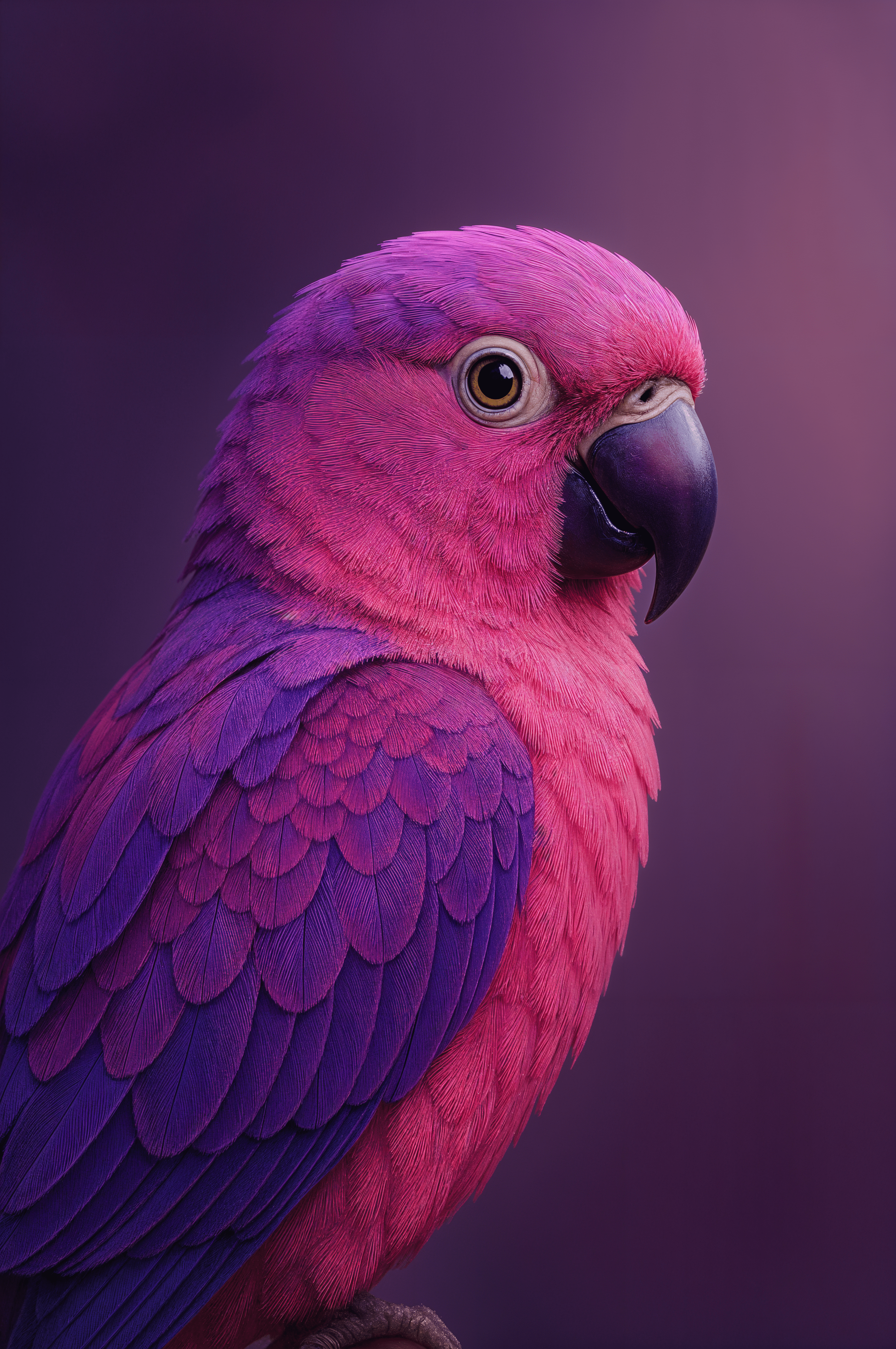 2944x4432 Vibrant Parrot Phone Wallpaper: Bold Pink and Purple Feathers