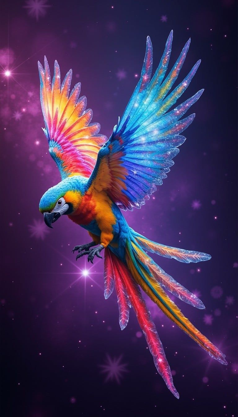 768x1344 Free Cosmic Rainbow Parrot Image, Rainbow, Cosmic