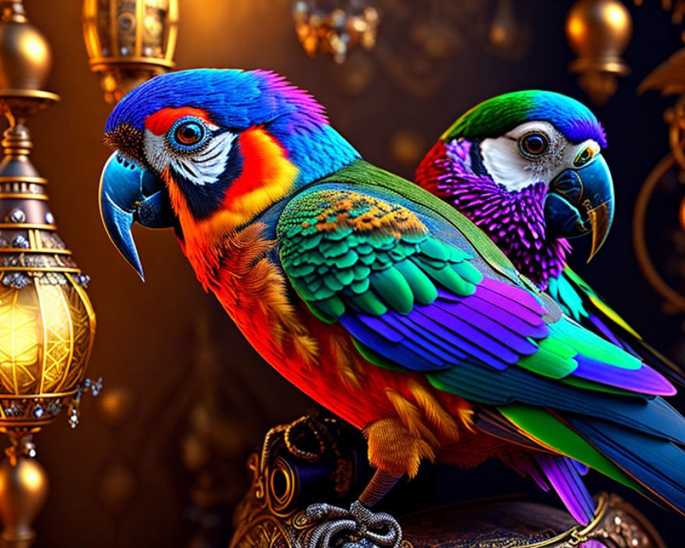 1000x800 image of Rembrandt, green, aqua, purple, parrot, cage. Deep Dream Generator