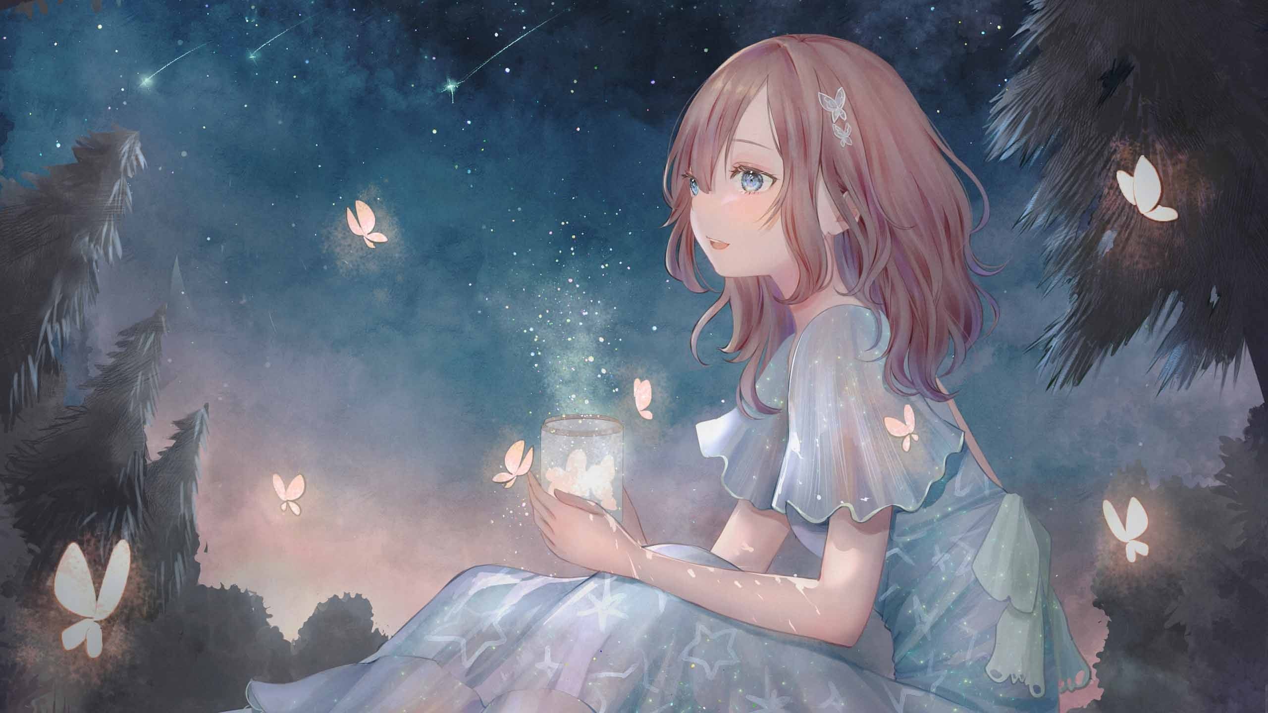 2560x1440 Beautiful Anime Nature Girl HD Anime Girl Wallpaper