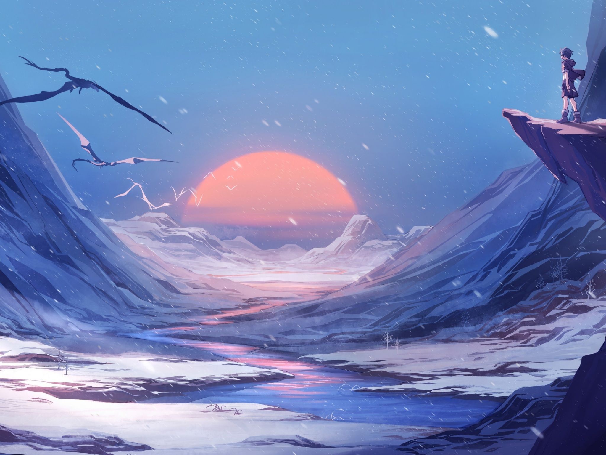 2048x1536 Winter Nature Anime Wallpaper
