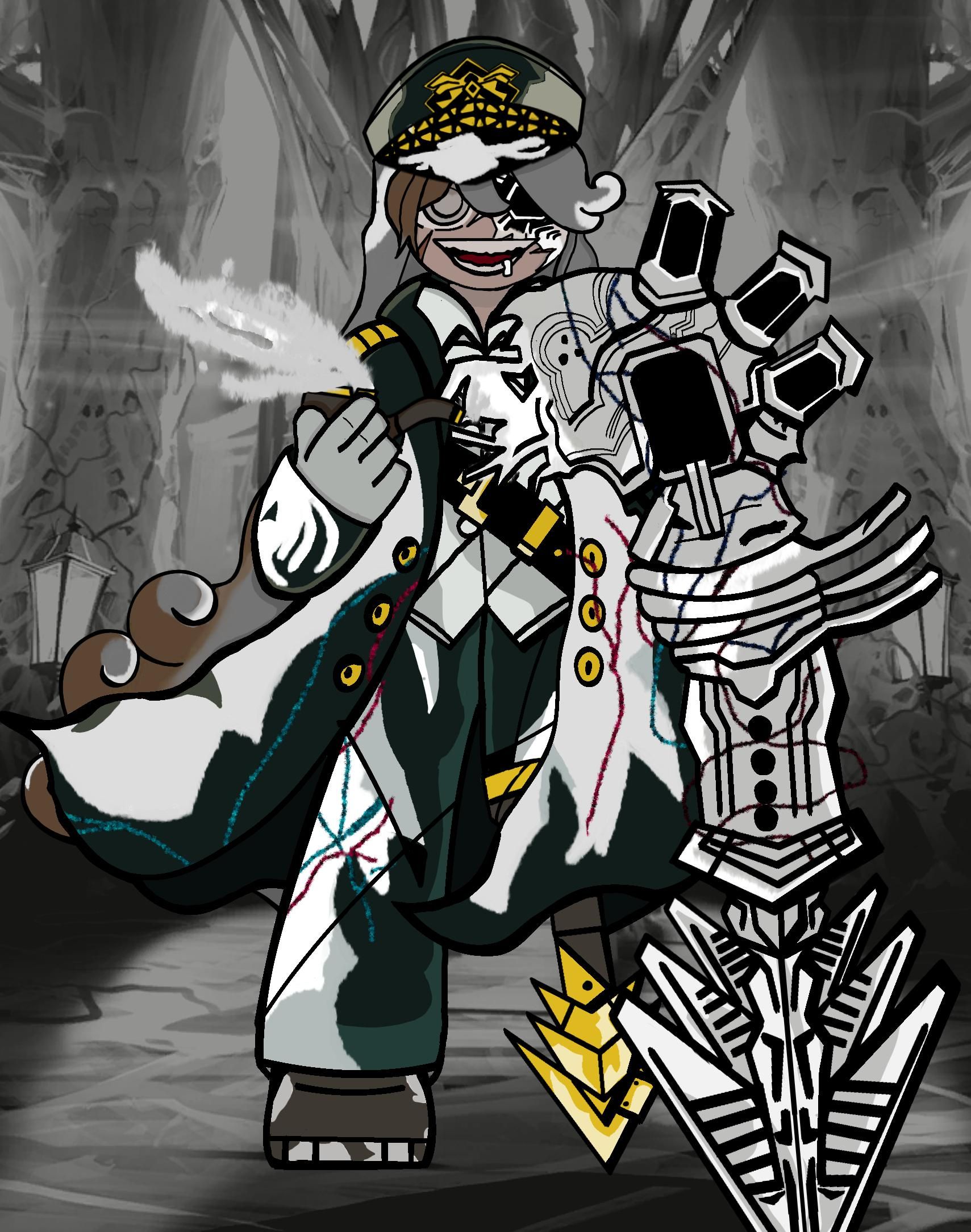 1709x2168 A fanart I made of the character Gasharpoon from the game Limbus company