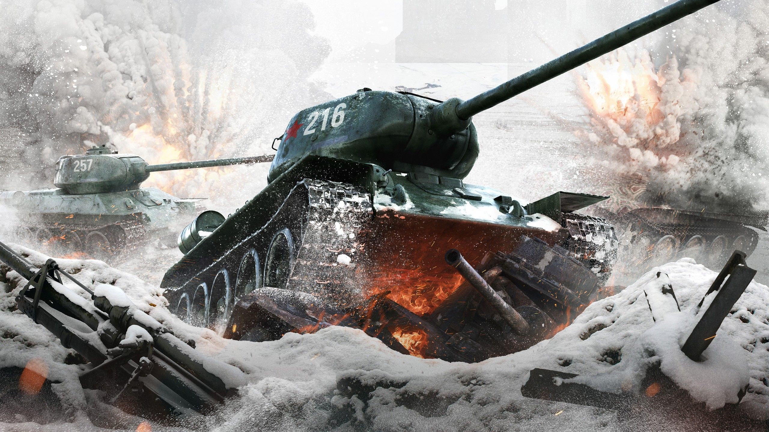 2560x1440 T 34 Russian WWII Tank Action Movie 4K Wallpaper