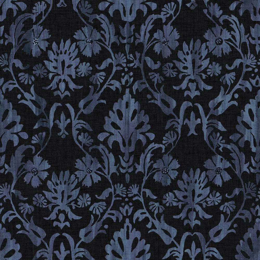 1000x1000 RoomMates Blooming Damask Black Peel and Stick Wallpaper, RMK12758PLW