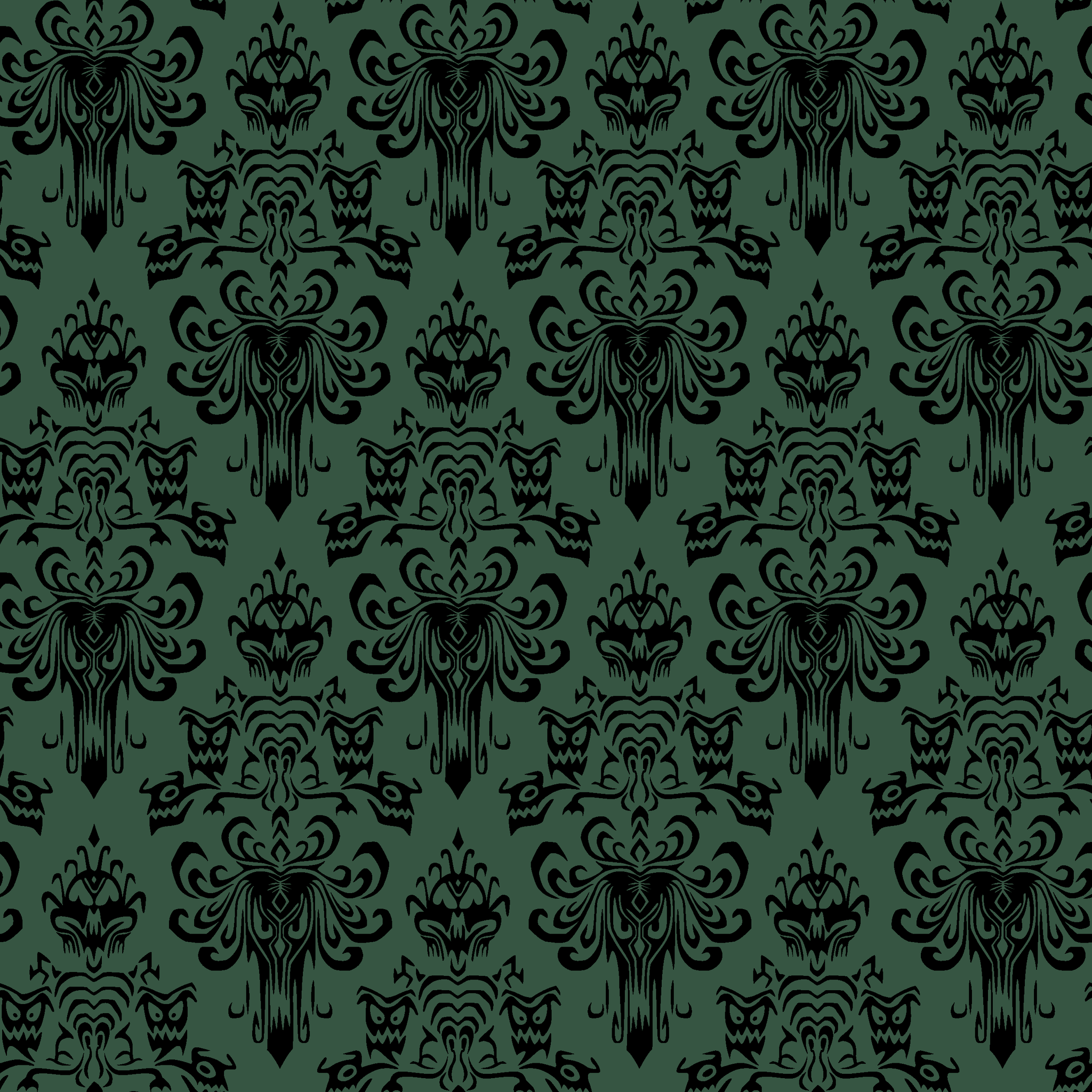 2048x2048 Disney Haunted Mansion Green Elegant Damask