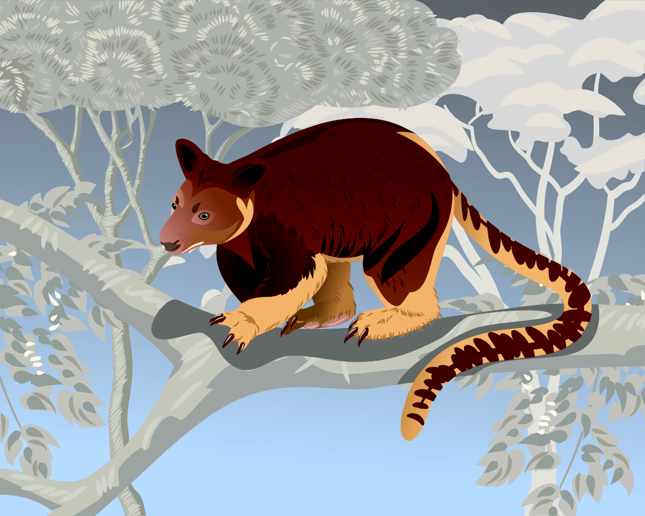 1280x1024 Golden Mantled Tree Kangaroo Digitally Made Illustrations On
