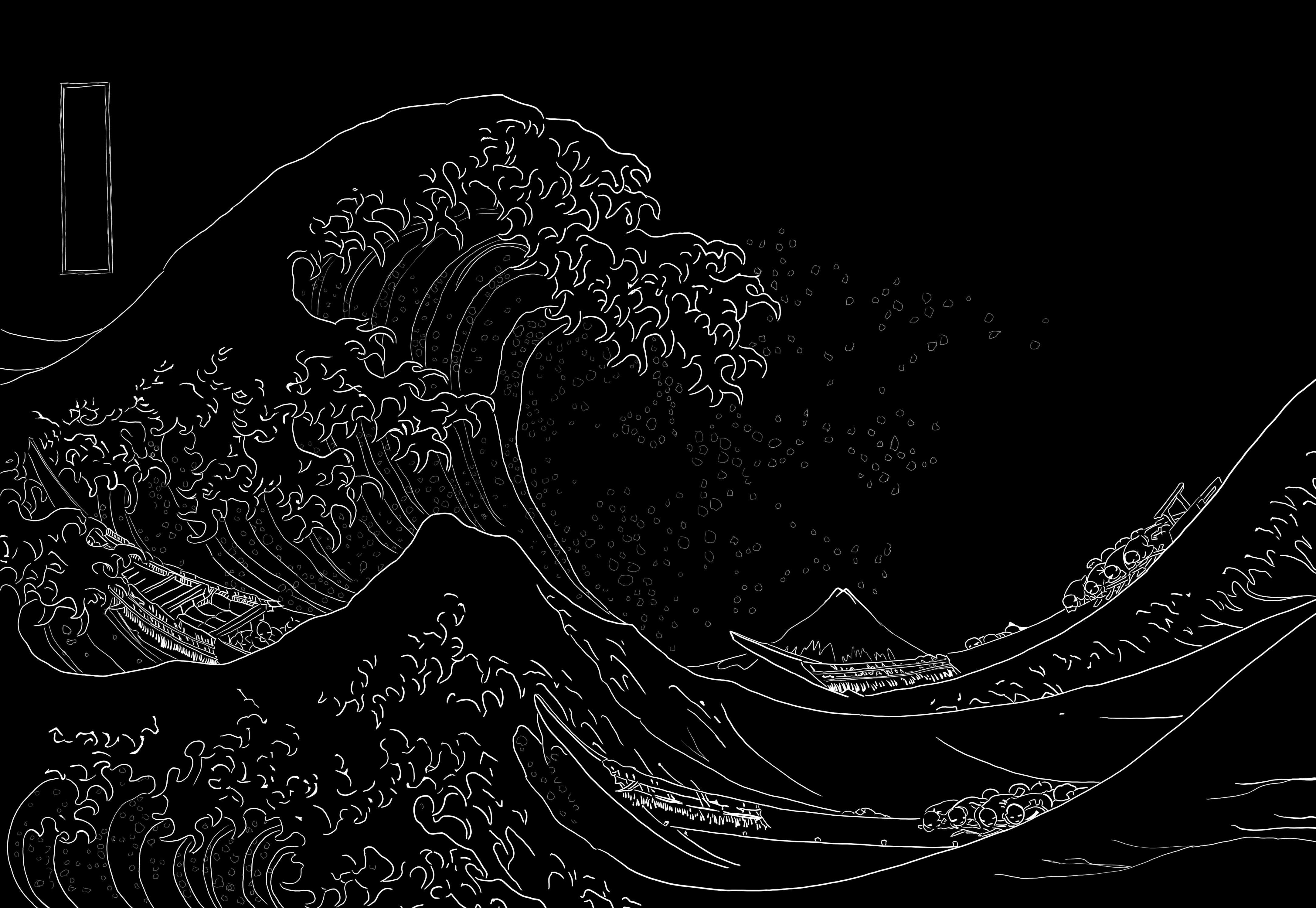 4335x2990 Japanese Black And White 4k Wallpaper