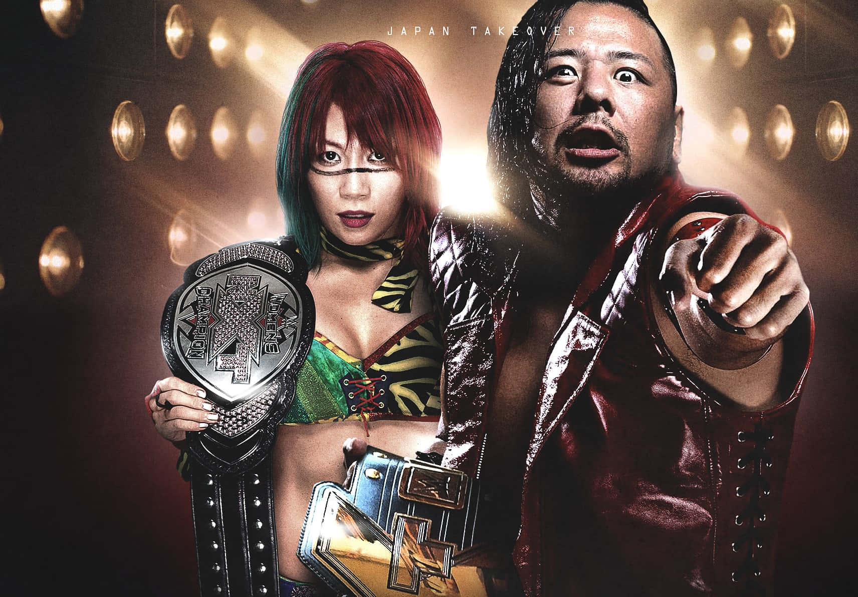 1712x1191 Download WWE Game Graphic Shinsuke Nakamura And Asuka Wallpaper