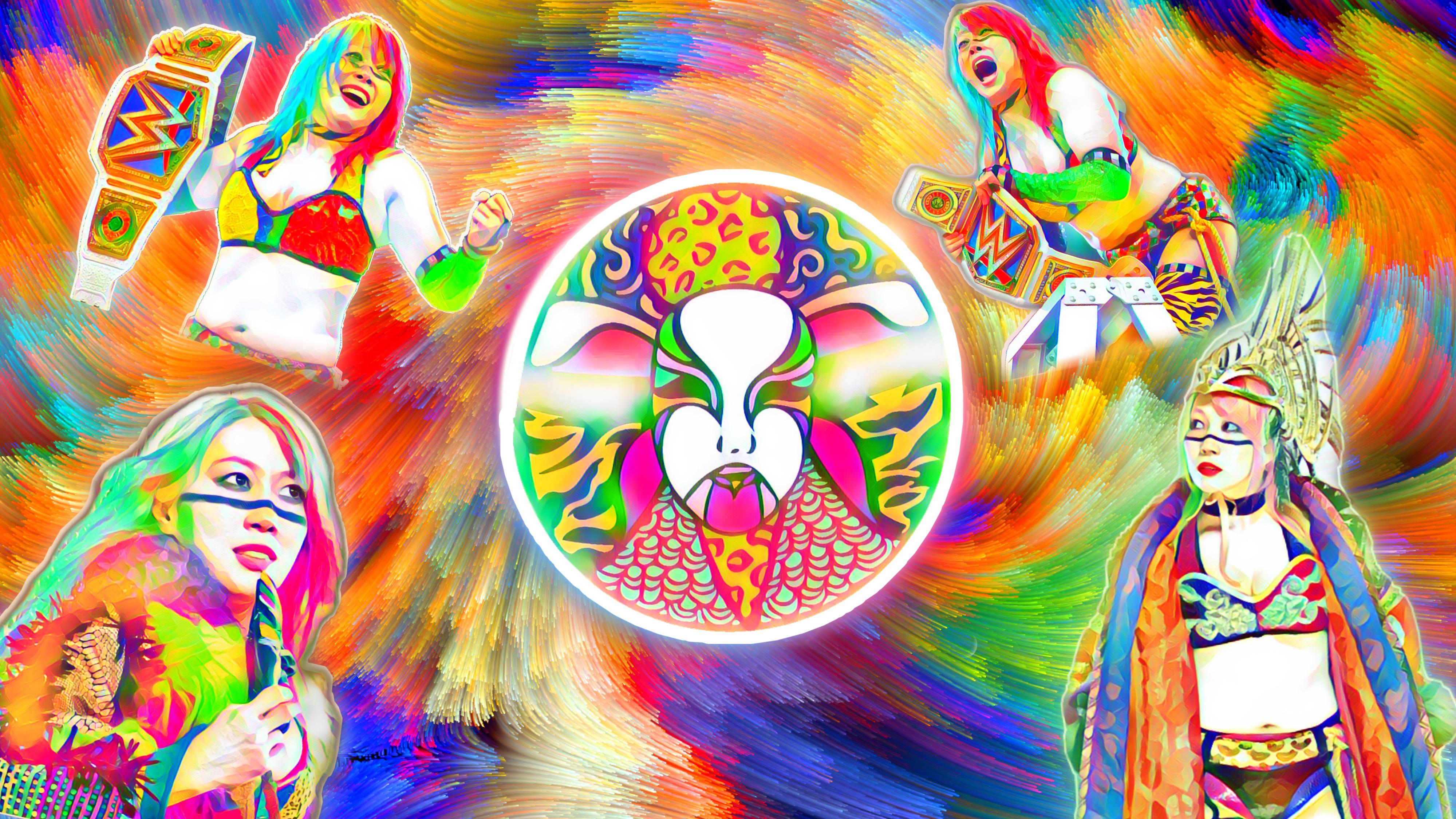 3999x2249 Custom Colorful Asuka WWE Wallpaper