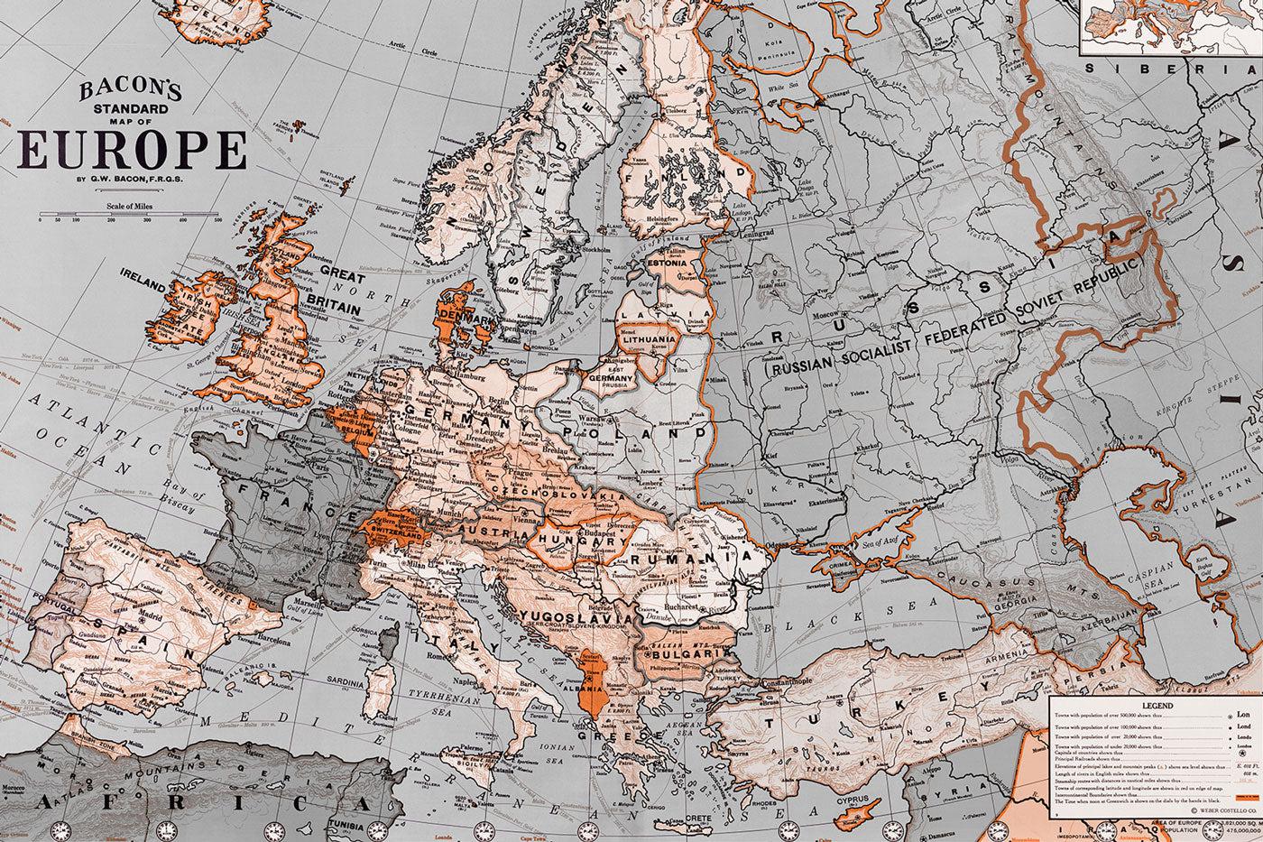 1400x933 Standard Map of Europe Wall Mural