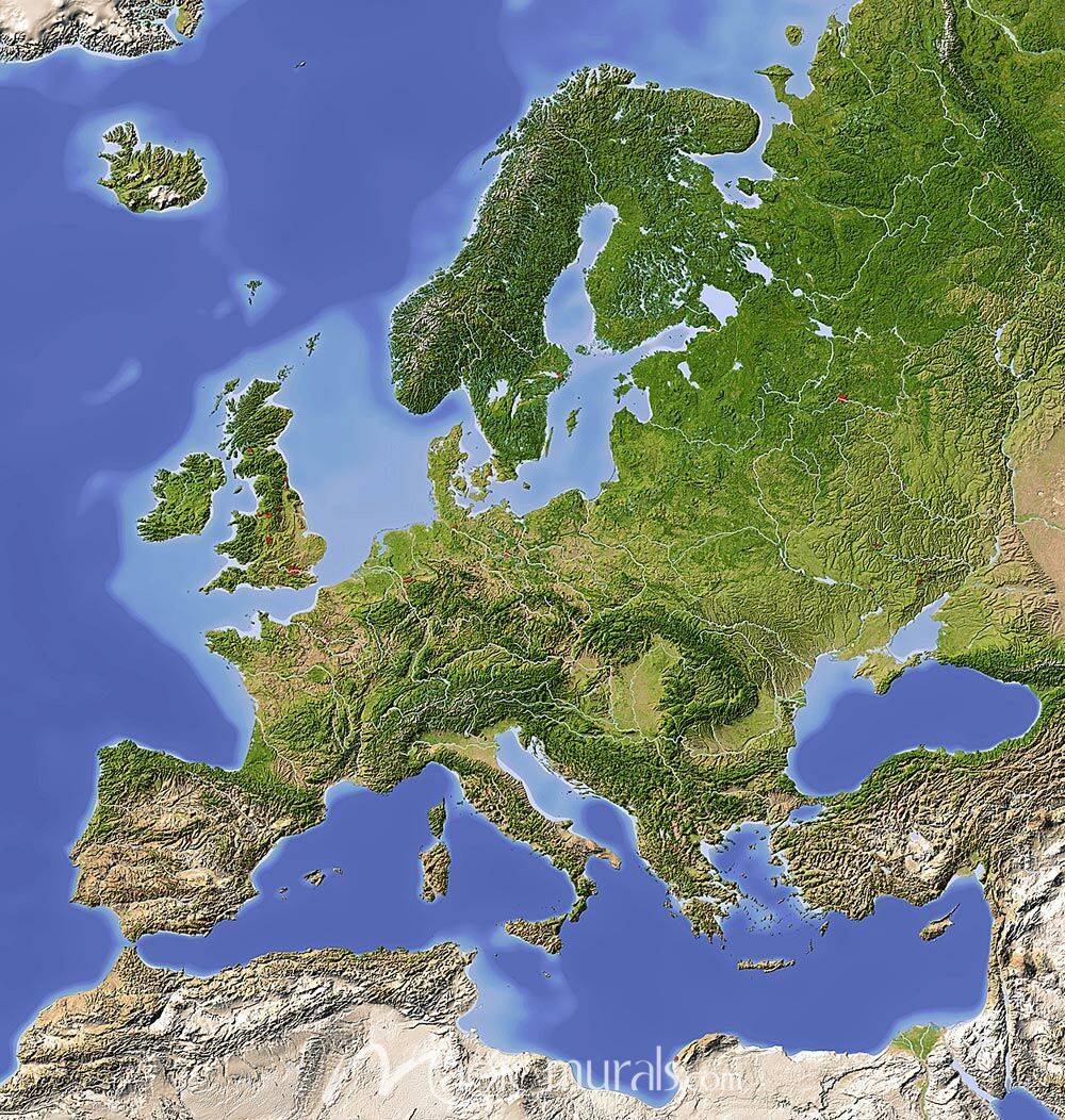 1000x1052 Relief Map of Europe