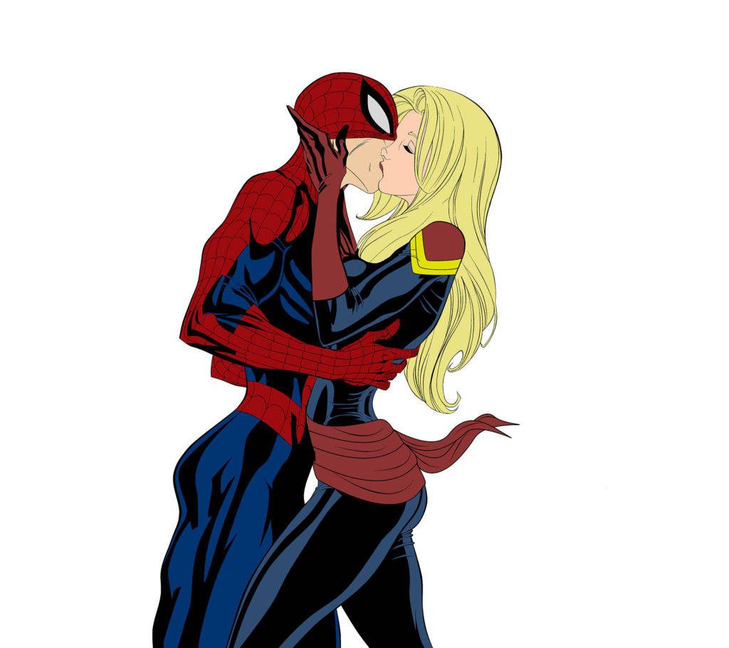 1024x910 Download Spider Man Kiss Mobile Wallpaper