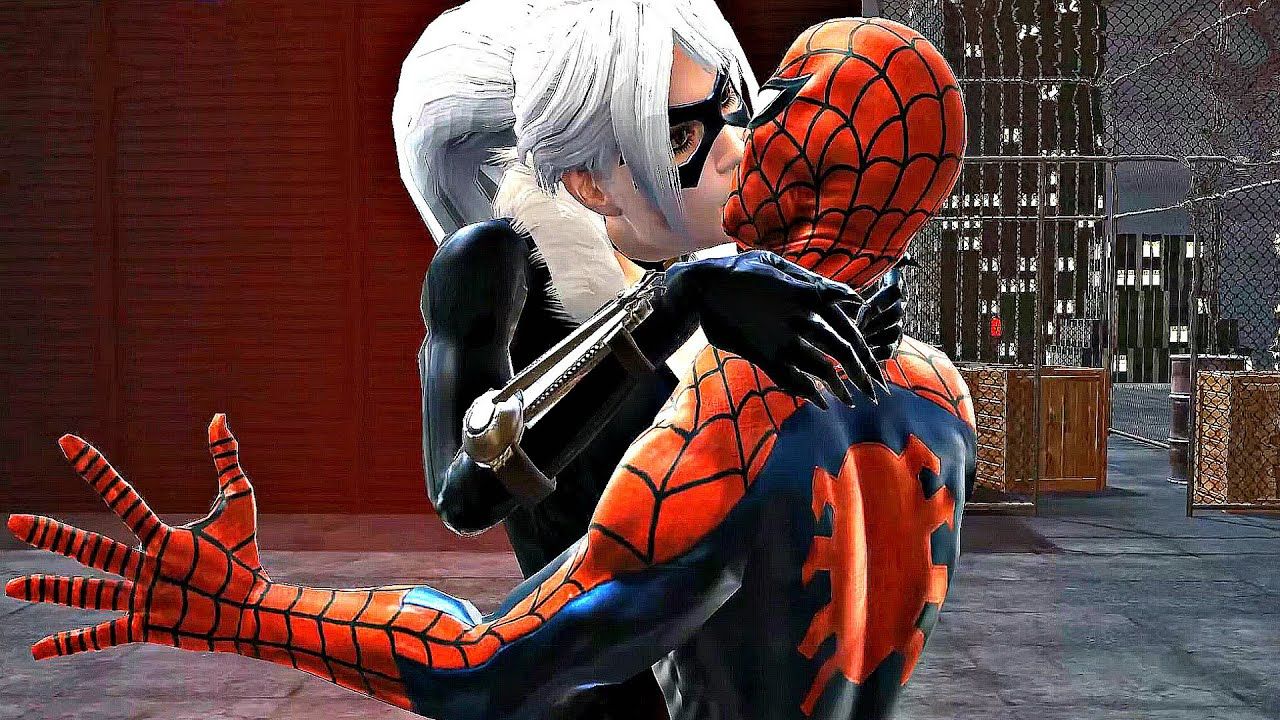 1280x720 Black Cat Kisses Spider Man Scene 4K ULTRA HD