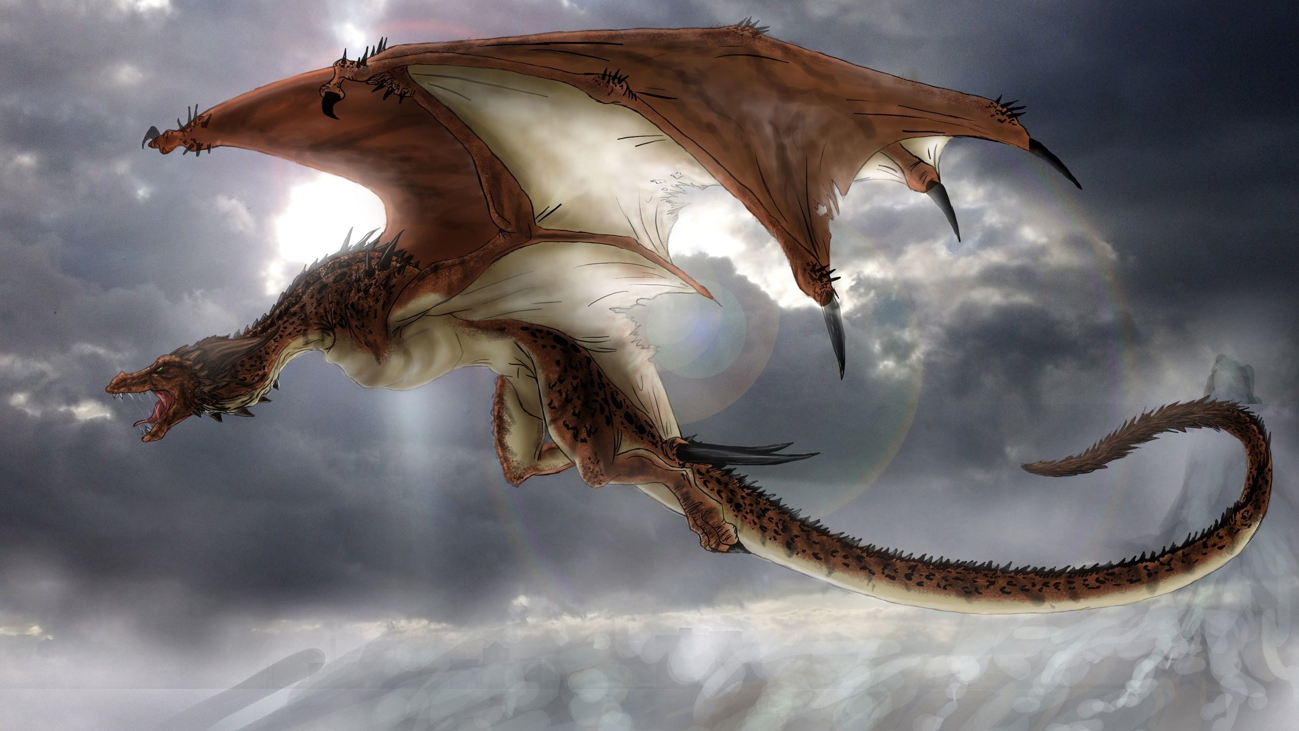 2560x1440 Wyvern's Frostbound Realm: Epic Fantasy HD Wallpaperx1688
