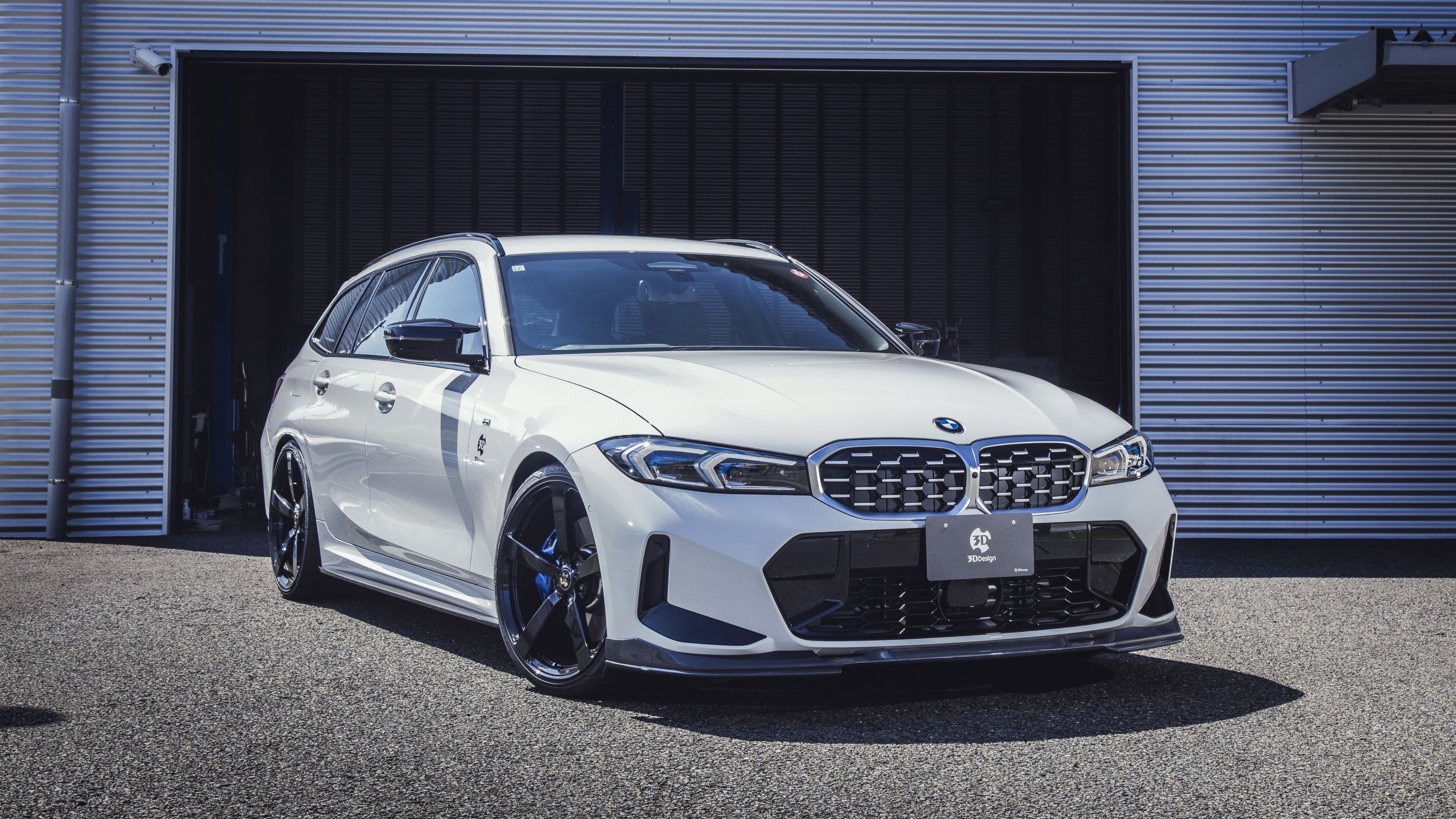 3840x2160 White 3D Design BMW M340i xDrive Touring 2024 Car 4K HD Cars Wallpaper