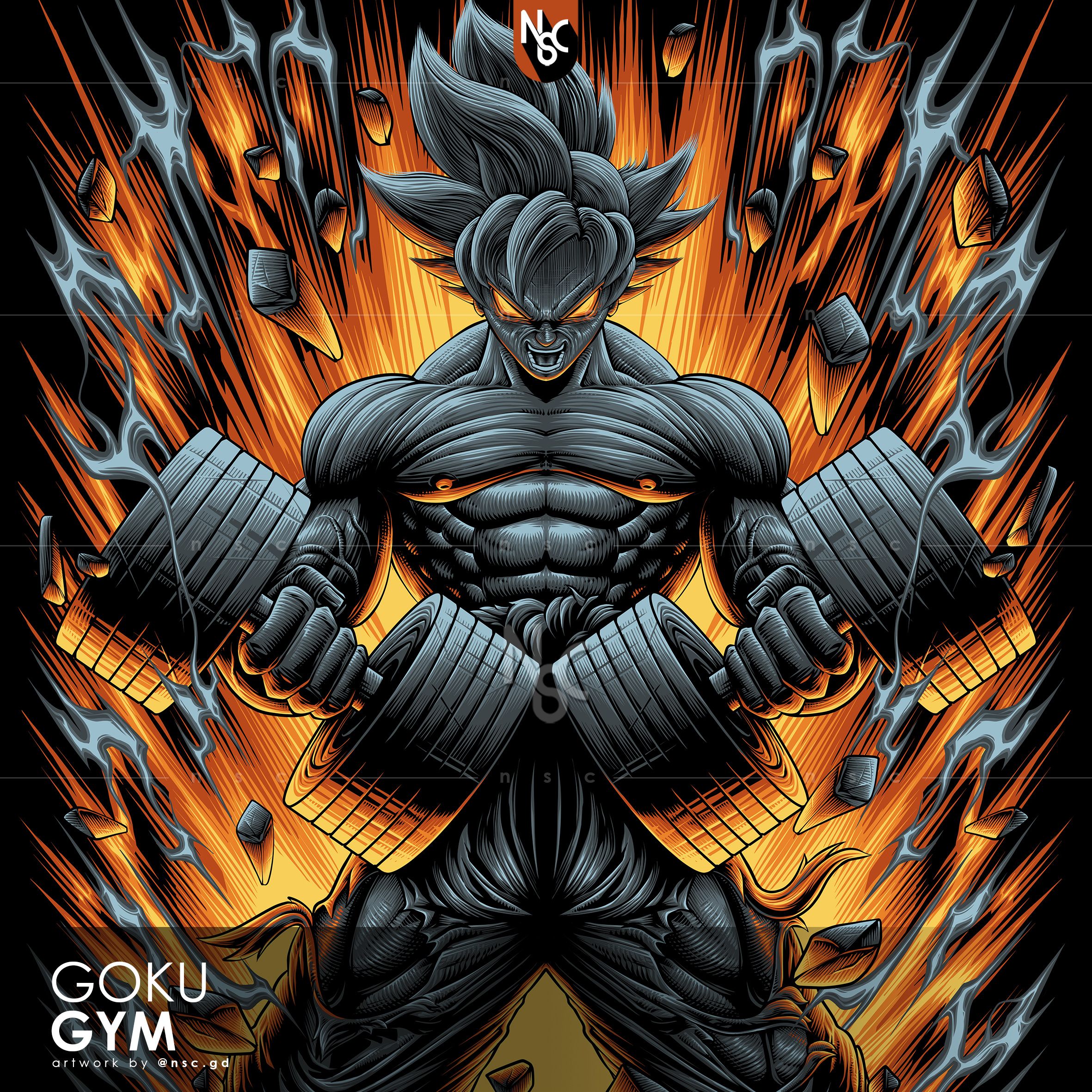 2362x2362 Dragonball Gym Art Goku Training In The Gym For A Coloring Book In A Line Art