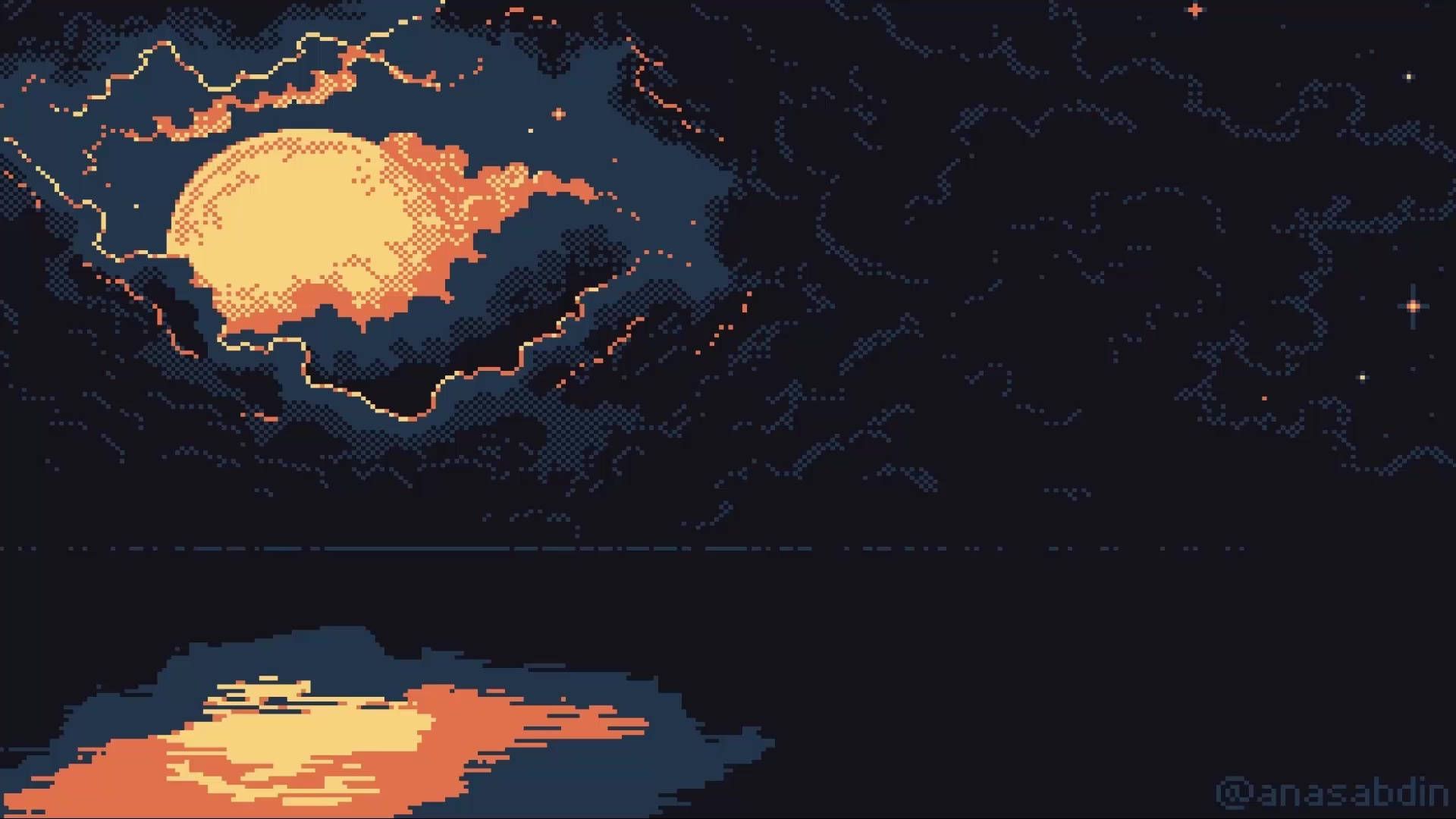 1920x1080 Dark Winter Pixel Art Wallpaper
