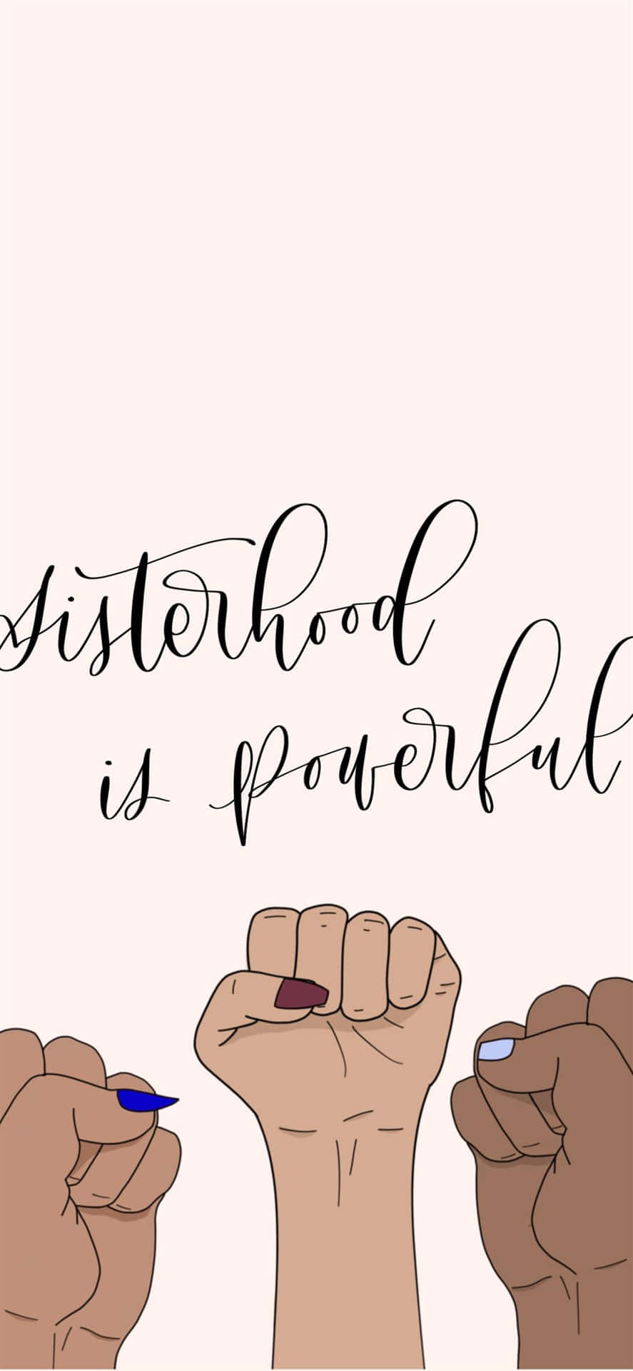 887x1920 Download Sisterhood Is Powerful Feminist Illustration Wallpaper