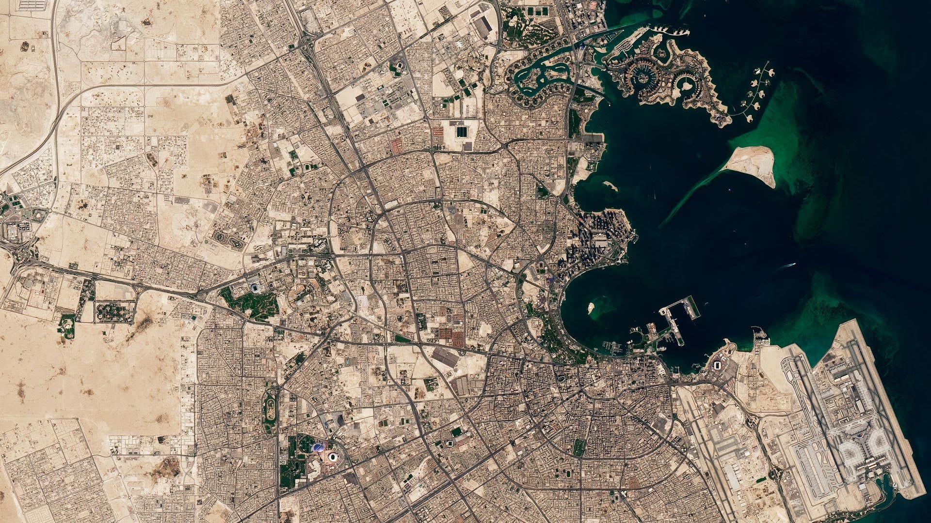 1920x1080 Incredible View of Stadium City Qatar From Landsat 9
