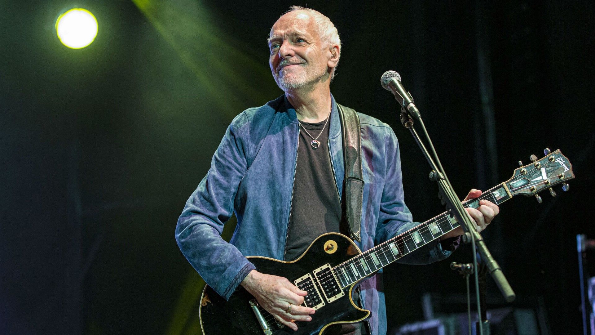 1920x1080 Peter Frampton With Guitar Is Wearing Black Blue Dress HD Peter Frampton Wallpaper