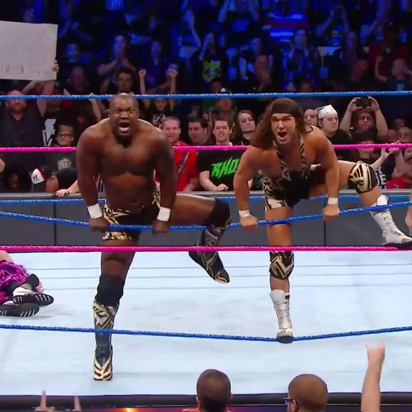 1400x1400 Download Shelton Benjamin And Chad Gable In The Heat Of A Fatal 4 Way Match Wallpaper